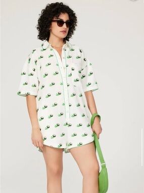 Farm Rio Coconut Embroidered Romper size small